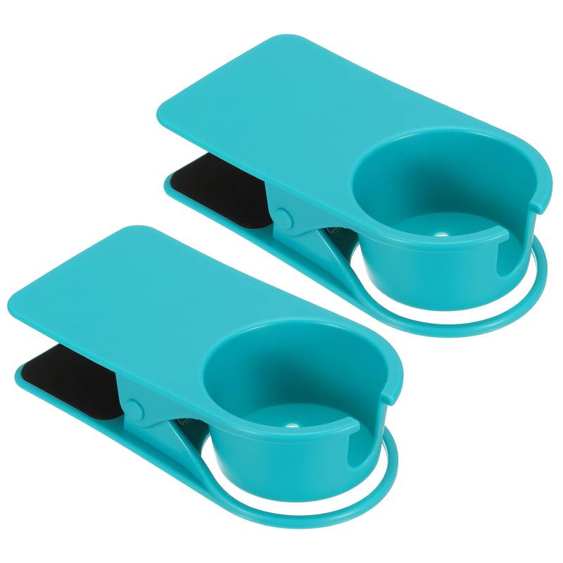 PATIKIL Schreibtisch-Becherhalter-Clip, 2 Stück, Klemmen auf Tisch-Becherhalter, Flaschenclip, Couch-Becherhalter mit seitlicher Öffnung für Boot, Schaukelstühle, Getränke, Limonade, Kaffeetasse, Blau von PATIKIL