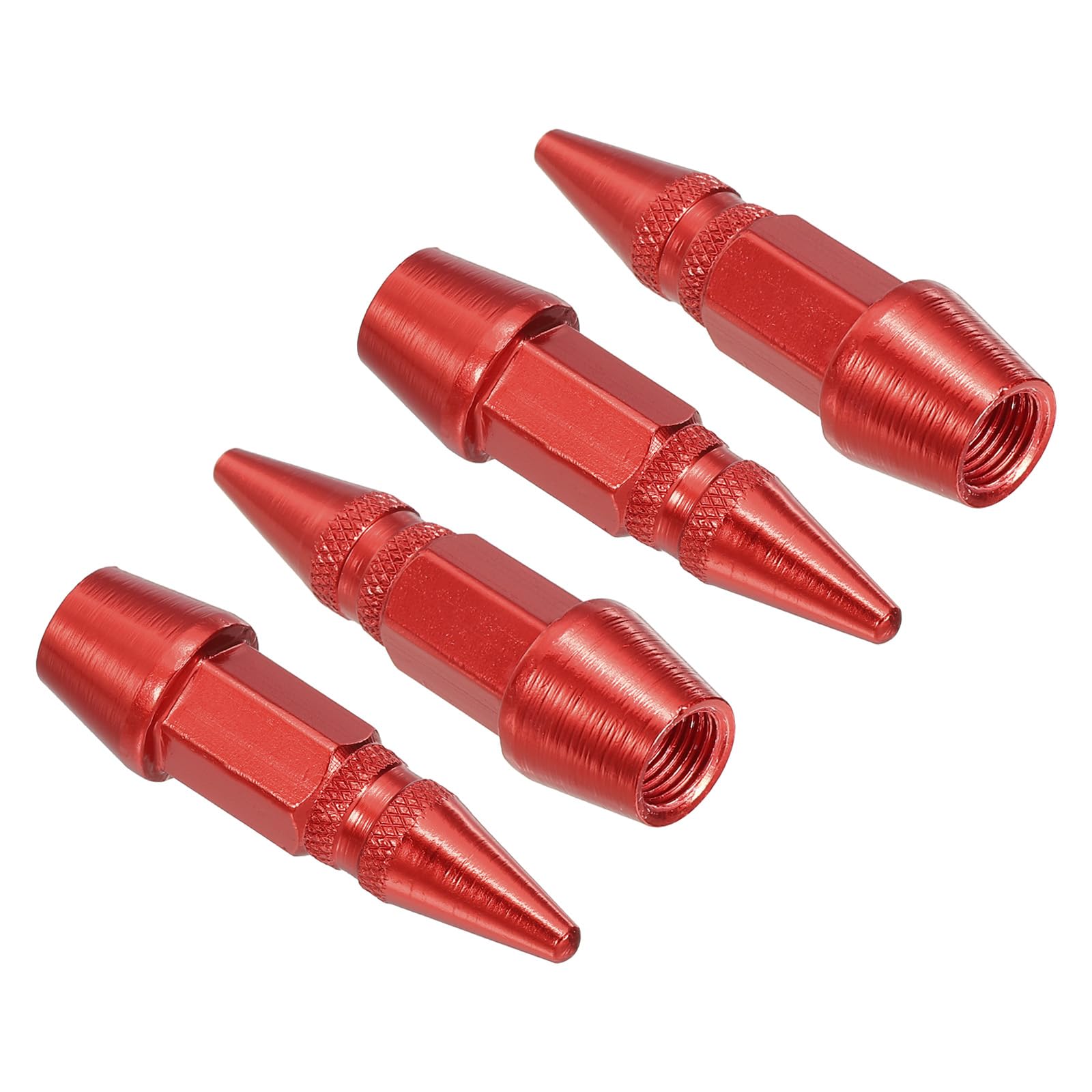 PATIKIL Spiked Shape Tire Valve Stem Caps 45 MM, 4 Stück Aluminiumlegierung Auto Rad Ventilkappe Universal Staubdichte Reifenventilabdeckungen für Auto Fahrrad Motorrad LKW, Rot von PATIKIL