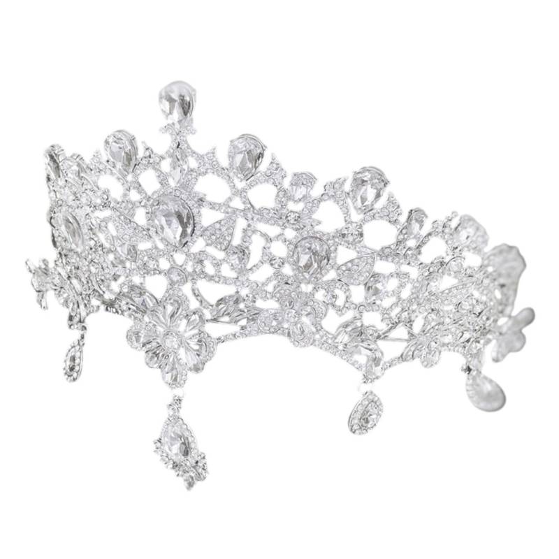 PATKAW Tiara Krone für Frauen Brautkronen-Stirnband Kronenhaarband für Mädchen Haarschmuck aus Strass Haarschmuck für die Braut Hochzeit Braut Krone Stirnband Zinklegierung Silver von PATKAW