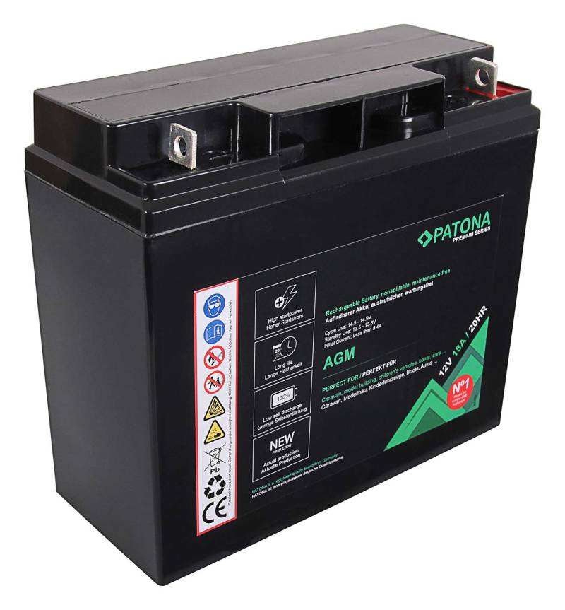 PATONA Premium AGM 12V 18Ah Blei Batterie VRLA Wartungsfrei 1800 Zyklen von PATONA