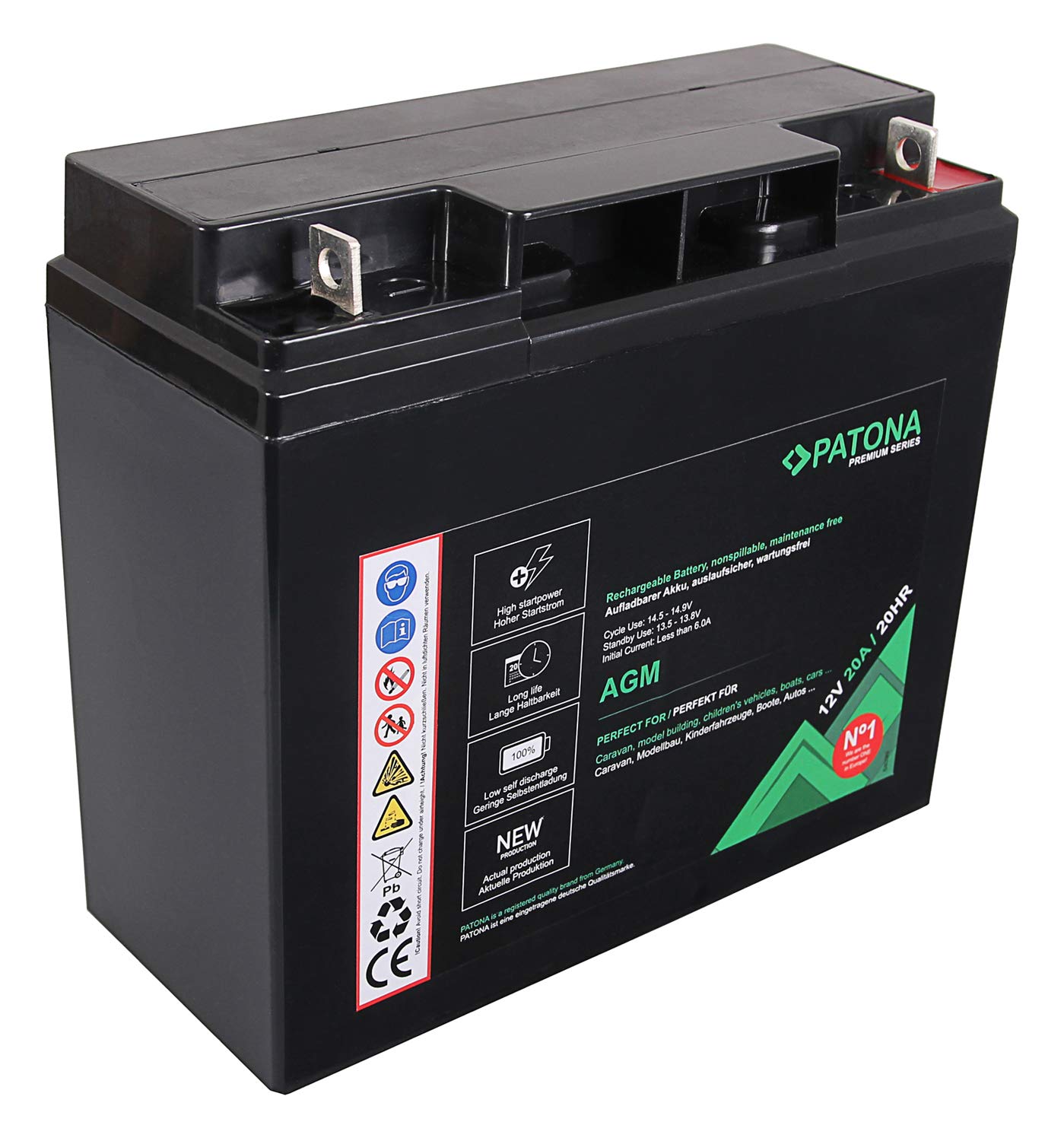 PATONA Premium AGM 12V 20Ah Blei Batterie VRLA Wartungsfrei 1800 Zyklen von PATONA