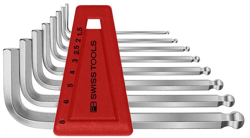 PB Swiss Tools Winkelschraubendreher-Satz Mit Kugelkopf Für Innensechskant-Schrauben, Verchromt, (Grösse: 1. 5, 2, 2. 5, 3, 4, 5, 6, 8) von PB Swiss Tools