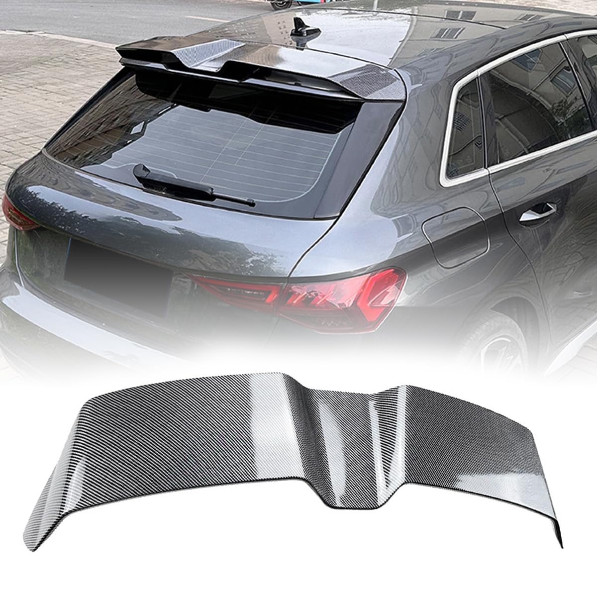 Heckspoiler für Audi A3 Hatchback 8Y Sportback 2021-2024, ABS Material Spoiler Auto Heckflügel Dachspoilerflügel Heckflügel Lippe Auto Tuning,B von PBtsh