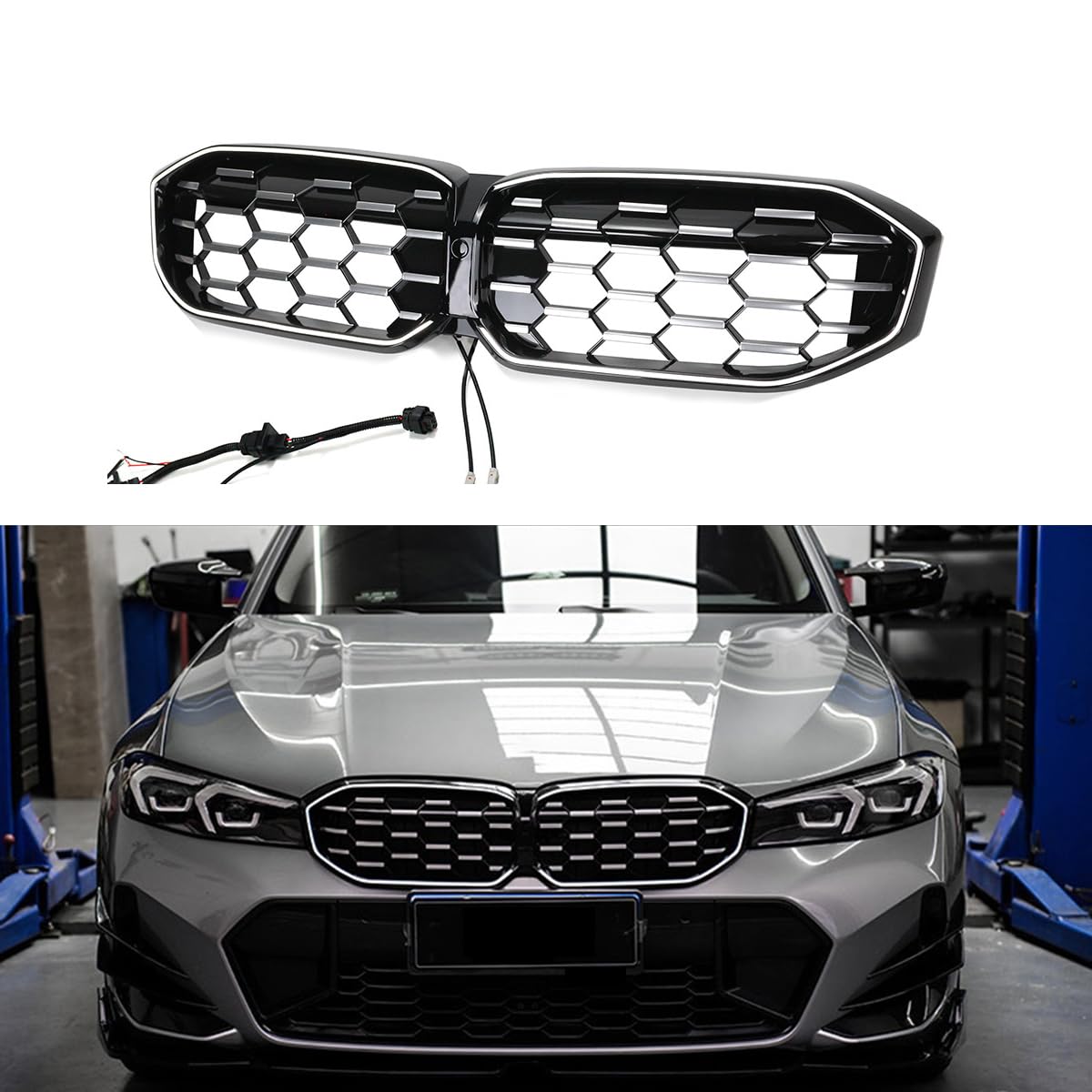 Kühlergrill Glanz Doppelsteg Grill Front Frontgrill Kompatibel für BMW New 3 Series LED G28 2023, Grill Kühlergrill Vorne Doppelsteg Nieren von PBtsh