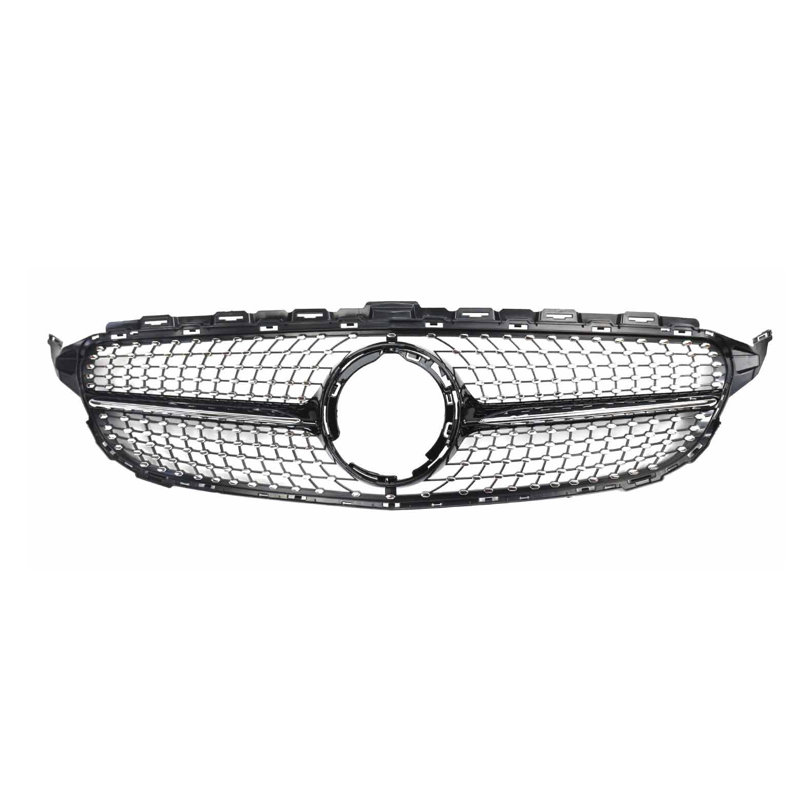 Kühlergrill Glanz Doppelsteg Grill Front Frontgrill Kompatibel für Mercedes-Benz C-Class W205 C180 C200 2019-2024, Grill Kühlergrill Vorne Doppelsteg Nieren von PBtsh