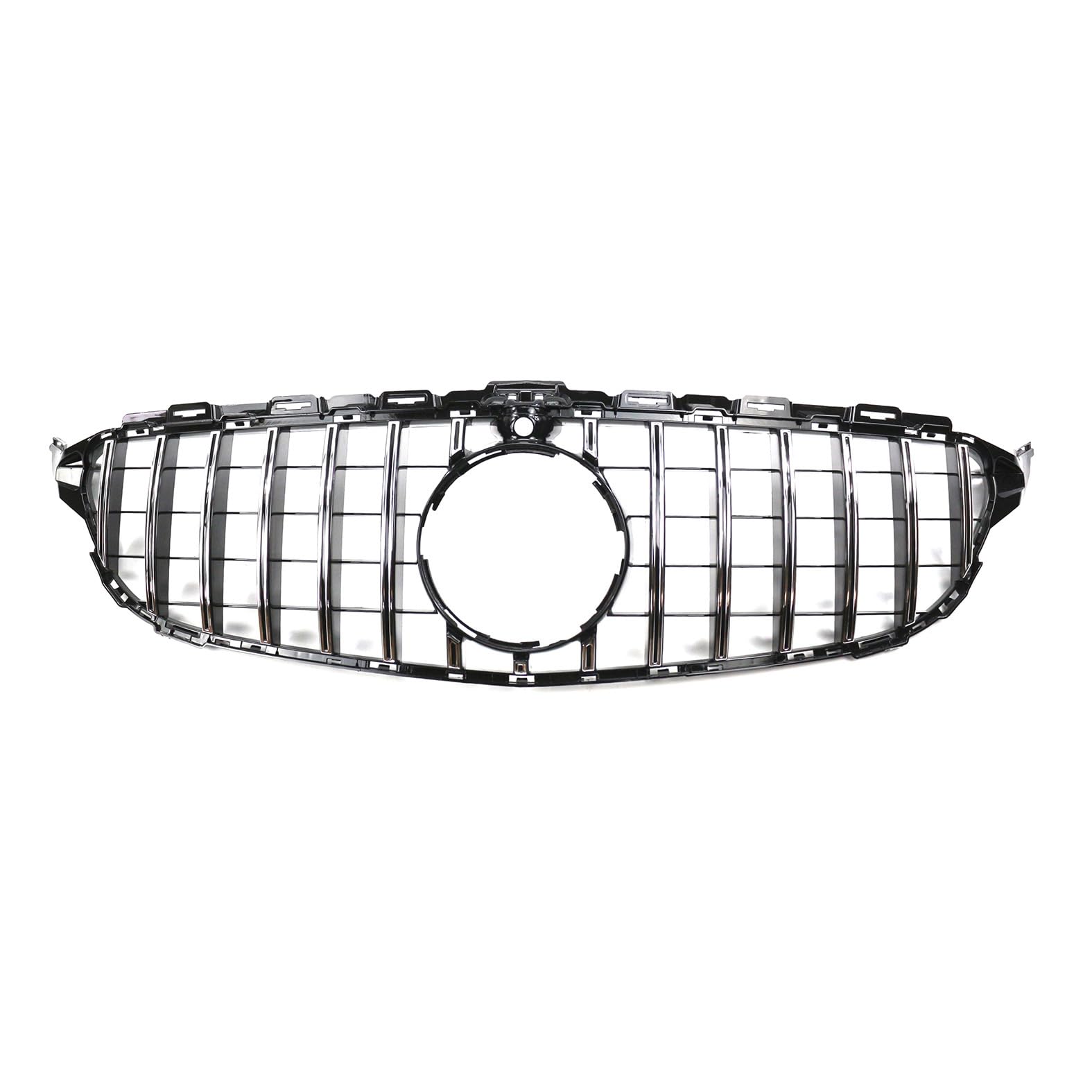 Kühlergrill Glanz Doppelsteg Grill Front Frontgrill Kompatibel für Mercedes-Benz C-Class W205 GTR with camera 2015-2018, Grill Kühlergrill Vorne Doppelsteg Nieren von PBtsh