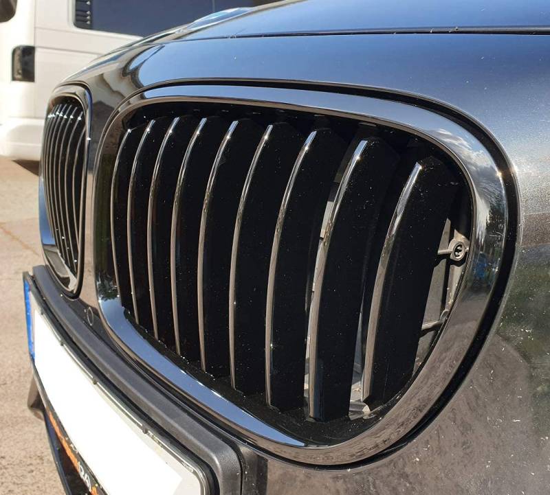 Frontgrill Nieren schwarz glänzend Streben Grill passend für BMW F01 LCI 7er 12-15 von PCD