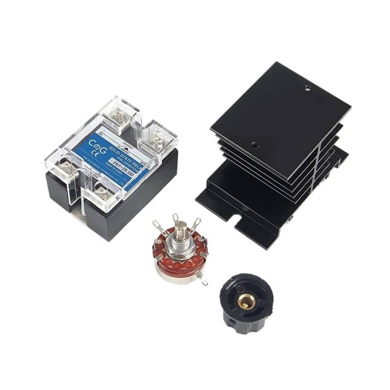 PDANBD Motorrad Gleichrich CG SSR-40VA 24-480VAC 40A Einphasen-Halbleiterrelais-Widerstandsspannungsregler Mit Kühlkörper Und Potentiometer A-Knopf von PDANBD