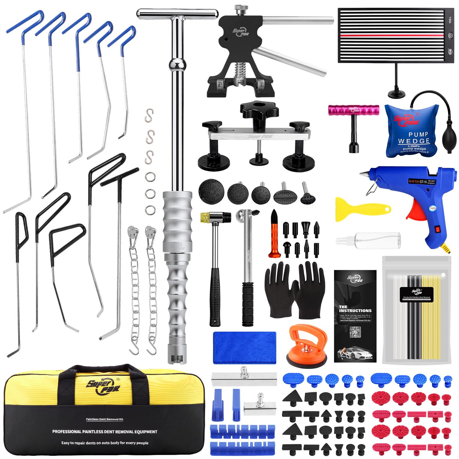 PDR TOOLS Dellen Reparaturset Auto Ausbeulwerkzeug Karosserie Beulen Reparaturset Auto Dellen Rausziehen Hagelschaden Reparaturset von PDR TOOLS