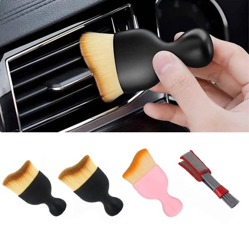 PDSQL 4 Stück Auto Reinigungsbürsten,Auto Detailingbürste,Armaturenbrett Air Outlet Gap Staub Entfernung Bürsten Car Interior weichen Borsten Detailing Brushes,Cleaning Brush for Interior/Exterior von PDSQL