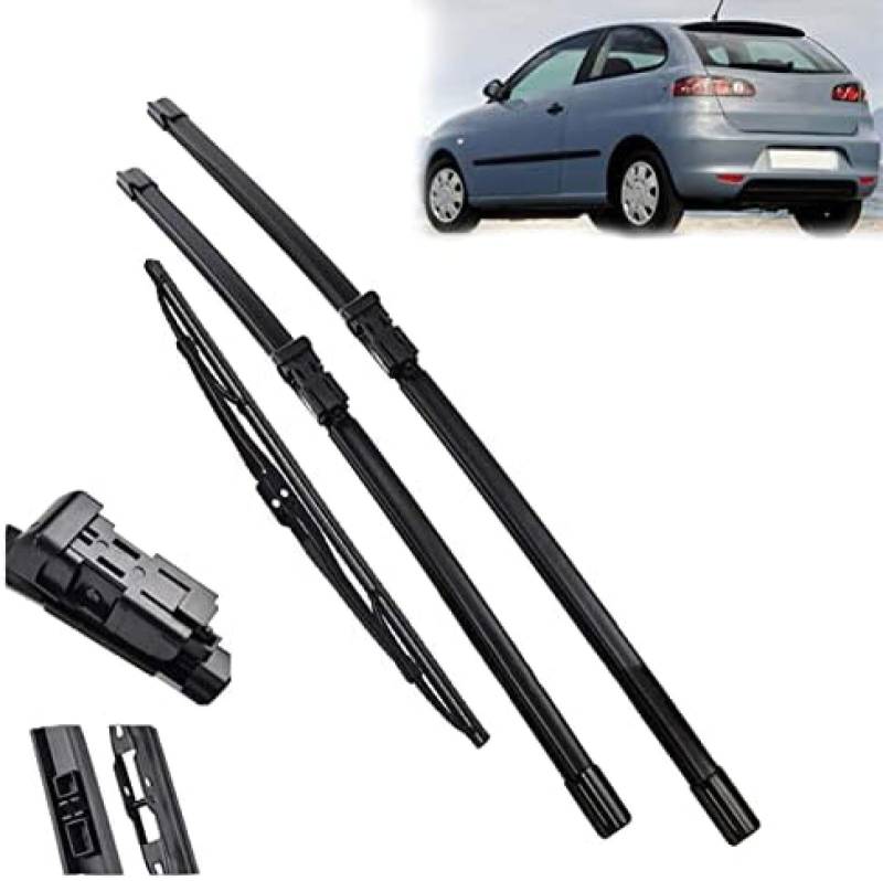 , Für Seat, Für Ibiza 6L 2006 2007 2008 Scheibenwischer vorne und hinten Wischerblätter Set Windschutzscheibe Windschutzscheibe Fenster 21"+19"+14" Scheibenwischer von PEBKYFA