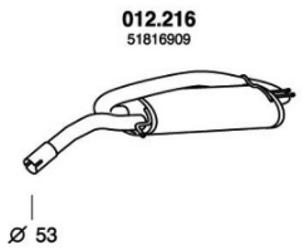 PEDOL Endschalldämpfer FIAT,LANCIA 012.216 51816909 Endtopf,Auspuff Endtopf,Nachschalldämpfer,ESD von PEDOL