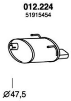 PEDOL Endschalldämpfer FIAT 012.224 51915454,46817654,51816860 Endtopf,Auspuff Endtopf,Nachschalldämpfer,ESD 51873785,51888480 von PEDOL