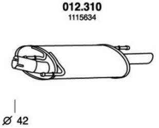 PEDOL Endschalldämpfer FORD,MAZDA 012.310 1014740,1054592,1065916 Endtopf,Auspuff Endtopf,Nachschalldämpfer,ESD 1E0340500,1E0340500A,1E0340500C von PEDOL