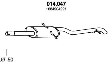 PEDOL Endschalldämpfer MERCEDES-BENZ 014.047 1684904221 Endtopf,Auspuff Endtopf,Nachschalldämpfer,ESD von PEDOL