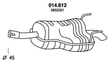 PEDOL Endschalldämpfer OPEL,VAUXHALL 014.612 13136983,5852301 Endtopf,Auspuff Endtopf,Nachschalldämpfer,ESD von PEDOL