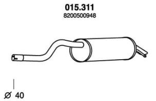 PEDOL Endschalldämpfer RENAULT 015.311 8200500948 Endtopf,Auspuff Endtopf,Nachschalldämpfer,ESD von PEDOL