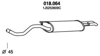 PEDOL Endschalldämpfer VW,SKODA,SEAT 018.064 1J5253609AC,1J5253609C,1J5253609P Endtopf,Auspuff Endtopf,Nachschalldämpfer,ESD 1J5253609S von PEDOL