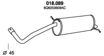 PEDOL Endschalldämpfer VW,SKODA,SEAT 018.089 6Q6253609L,6Q0253609AA,6Q6253609 Endtopf,Auspuff Endtopf,Nachschalldämpfer,ESD 6Q6253609AQ,6Q6253609AS von PEDOL