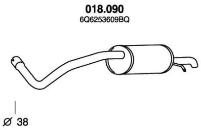 PEDOL Endschalldämpfer VW,SKODA,SEAT 018.090 6Q6253609AR,6Q6253609BQ,6R6253609AF Endtopf,Auspuff Endtopf,Nachschalldämpfer,ESD von PEDOL