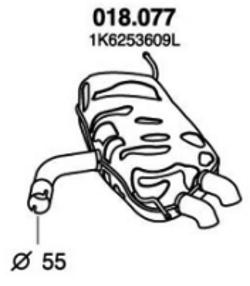 PEDOL Endschalldämpfer VW 018.077 1K6253609J,1K6253609L Endtopf,Auspuff Endtopf,Nachschalldämpfer,ESD von PEDOL