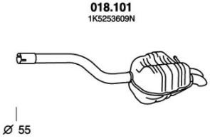 PEDOL Endschalldämpfer VW 018.101 1K5253609N Endtopf,Auspuff Endtopf,Nachschalldämpfer,ESD von PEDOL