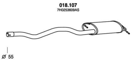 PEDOL Endschalldämpfer VW 018.107 7H0253609AH,7H0253609AS,7H0253609J Endtopf,Auspuff Endtopf,Nachschalldämpfer,ESD 7H0253609AC von PEDOL