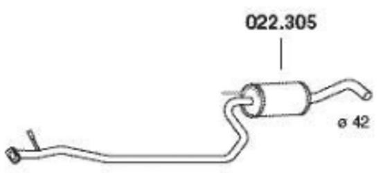 PEDOL Mittelschalldämpfer FORD,MAZDA 022.305 1003536,1054588,1114368 MSD 1E0340300,1E0340300B,1E0540300A von PEDOL