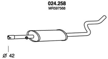 PEDOL Mittelschalldämpfer MITSUBISHI 024.258 MR597568 MSD von PEDOL