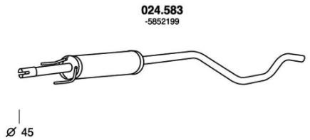 PEDOL Mittelschalldämpfer OPEL,VAUXHALL 024.583 13204578,5852199,5852444 MSD 5852481,5852546,93365216 von PEDOL