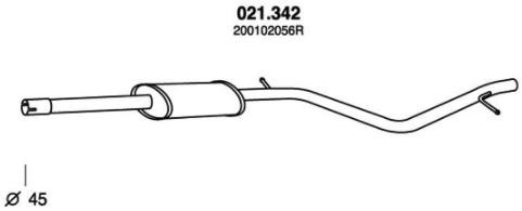 PEDOL Mittelschalldämpfer RENAULT,DACIA 021.342 200102056R,6001549412 MSD von PEDOL