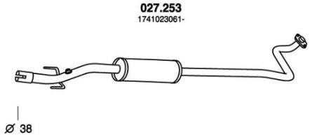 PEDOL Mittelschalldämpfer TOYOTA 027.253 174100J010,174100J020,174100J040 MSD 1741023061 von PEDOL