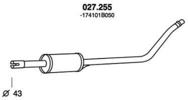 PEDOL Mittelschalldämpfer TOYOTA 027.255 174101B050 MSD von PEDOL