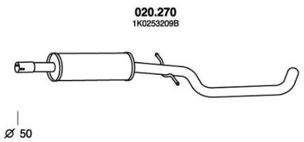 PEDOL Mittelschalldämpfer VW,AUDI,SEAT 020.270 1K0253209B,1K0253209CK MSD von PEDOL