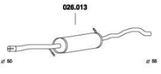 PEDOL Mittelschalldämpfer VW,FORD,SEAT 026.013 7M0253409AQ,7M3253409G,1015985 MSD 1087575,1114309,1114310,1206006,7M0253409AA,7M0253409M,1484008 von PEDOL