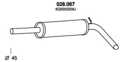 PEDOL Mittelschalldämpfer VW,SKODA,SEAT 028.067 6Q0253209J,JZW253209S MSD von PEDOL