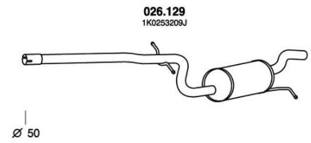 PEDOL Mittelschalldämpfer VW,SKODA 026.129 1K0253209DC,1K0253209J MSD von PEDOL