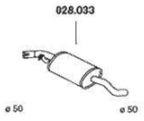 PEDOL Mittelschalldämpfer VW 028.033 044253409F MSD von PEDOL