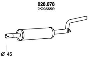 PEDOL Mittelschalldämpfer VW 028.078 2K0253209,2K0253209M MSD von PEDOL