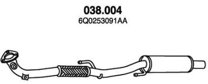 PEDOL Vorschalldämpfer VW,SKODA,SEAT 038.004 5Z0253059CM,5Z0253059F,6Q0253091AA 6Q0253091S,6R0253059CJ,6R0253091 von PEDOL