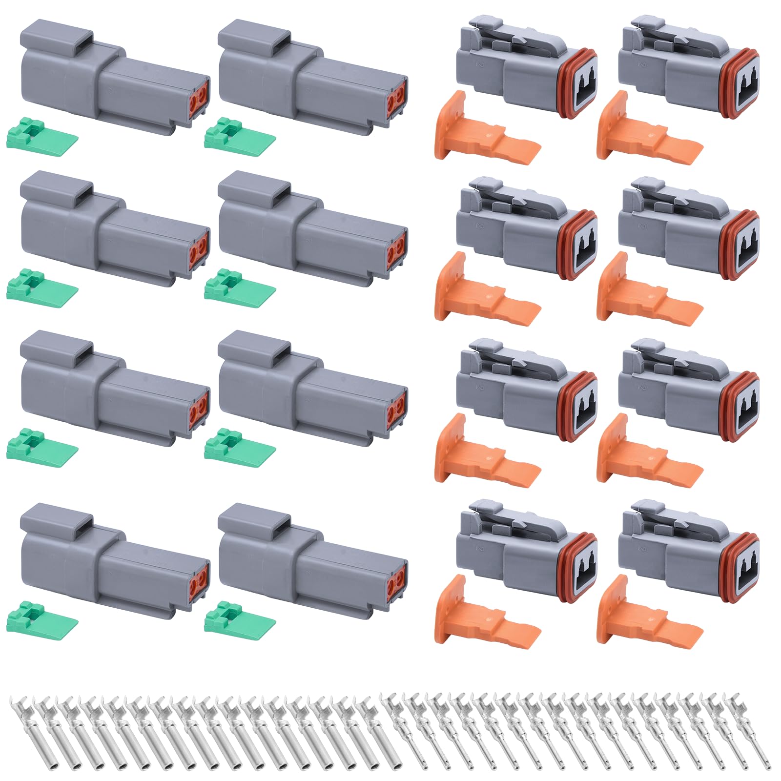 PEESHON DT Steckverbinder Kit,D-eutscher Stecker KFZ 2 Polig Wasserdichter Elektrischer Steckverbinder,Quetschver Kabel Steckverbinder,DT Stecker Steckverbinder für Auto,Motorräder,LKW 14-20AWG von PEESHON