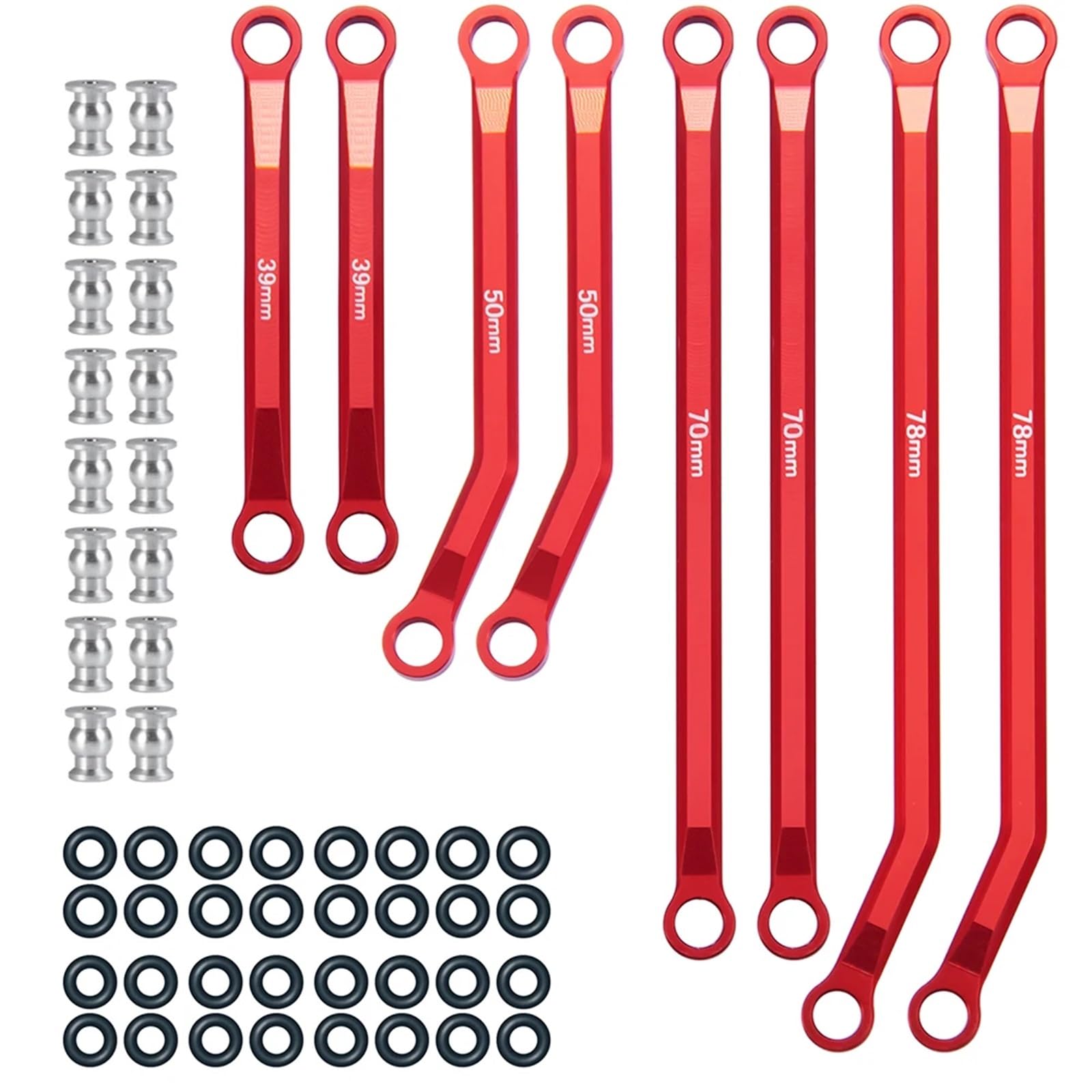 PEGGYLIN 8-teiliges Metall-Erhöhungsgestänge-Verbindungsstück-Kit Spurstange passend for Axial SCX24 AXI00005 passend for JEEP Gladiator 1/24 RC Crawler Automodellteile(Red) von PEGGYLIN