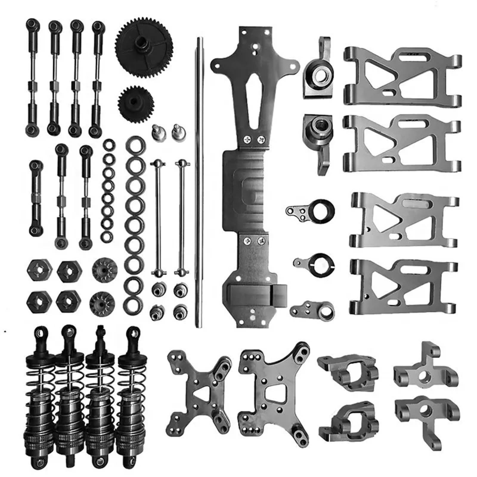 PEGGYLIN Metall-Upgrade, verstellbare Spurstange, Schwinge, Lenkbecher, 20er-Set, passend for WLtoys 1/14 144001 144010 144002 RC-Autoteile(Dark Grey) von PEGGYLIN