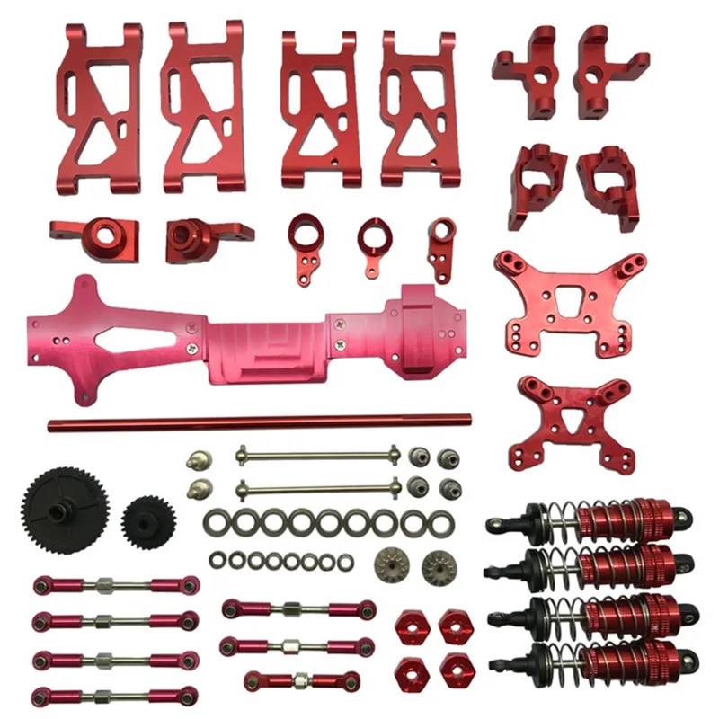 PEGGYLIN Metall-Upgrade, verstellbare Spurstange, Schwinge, Lenkbecher, 20er-Set, passend for WLtoys 1/14 144001 144010 144002 RC-Autoteile(Red) von PEGGYLIN