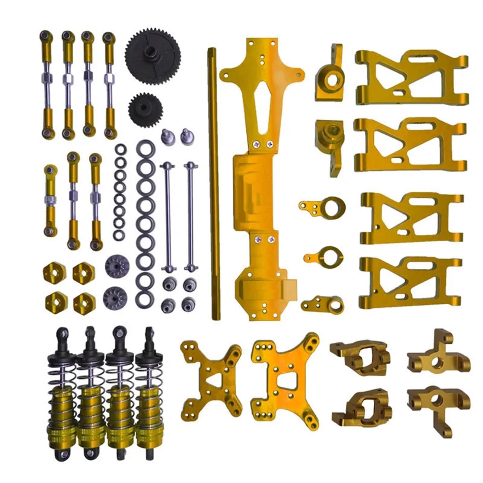 PEGGYLIN Metall-Upgrade, verstellbare Spurstange, Schwinge, Lenkbecher, 20er-Set, passend for WLtoys 1/14 144001 144010 144002 RC-Autoteile(Yellow) von PEGGYLIN