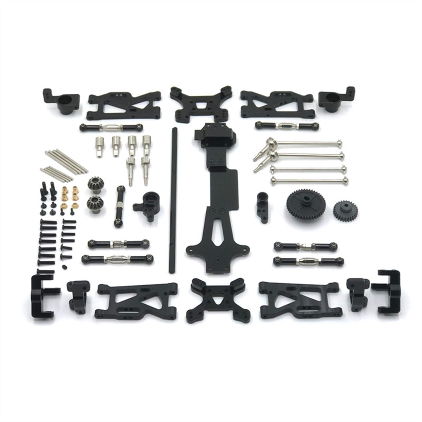 PEGGYLIN Metall-Upgrade-Schwingen-Antriebswelle, Lenkbecher, 17-teiliges Set, passend for WLtoys 1/14 144001 144010 144002 RC-Autoteile(Black) von PEGGYLIN