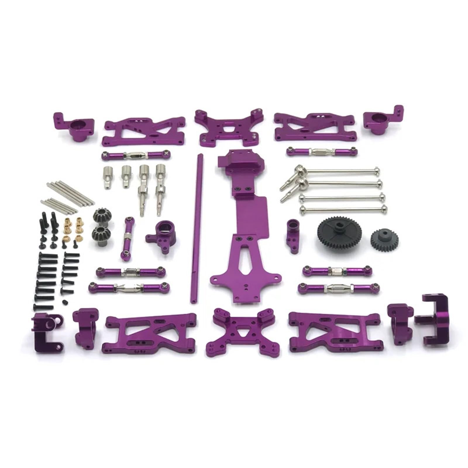 PEGGYLIN Metall-Upgrade-Schwingen-Antriebswelle, Lenkbecher, 17-teiliges Set, passend for WLtoys 1/14 144001 144010 144002 RC-Autoteile(Purple) von PEGGYLIN