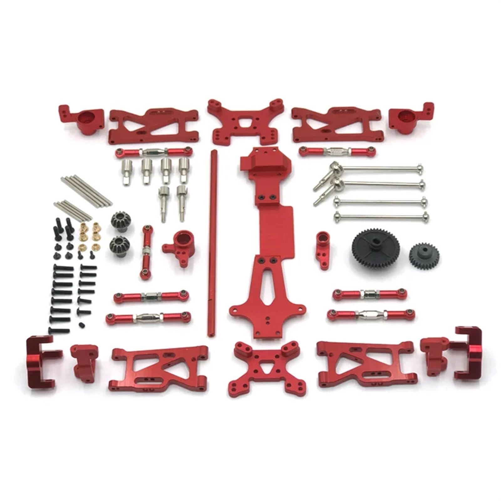 PEGGYLIN Metall-Upgrade-Schwingen-Antriebswelle, Lenkbecher, 17-teiliges Set, passend for WLtoys 1/14 144001 144010 144002 RC-Autoteile(Red) von PEGGYLIN