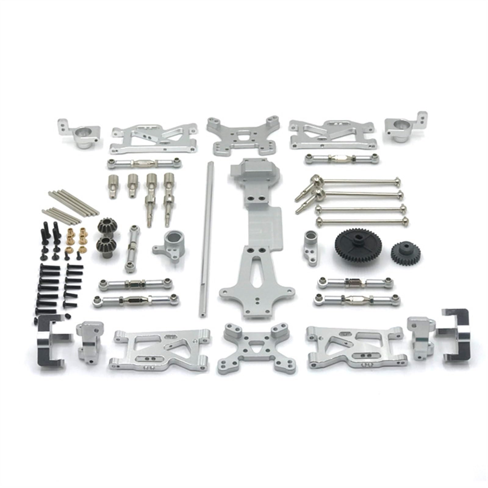 PEGGYLIN Metall-Upgrade-Schwingen-Antriebswelle, Lenkbecher, 17-teiliges Set, passend for WLtoys 1/14 144001 144010 144002 RC-Autoteile(Silver) von PEGGYLIN