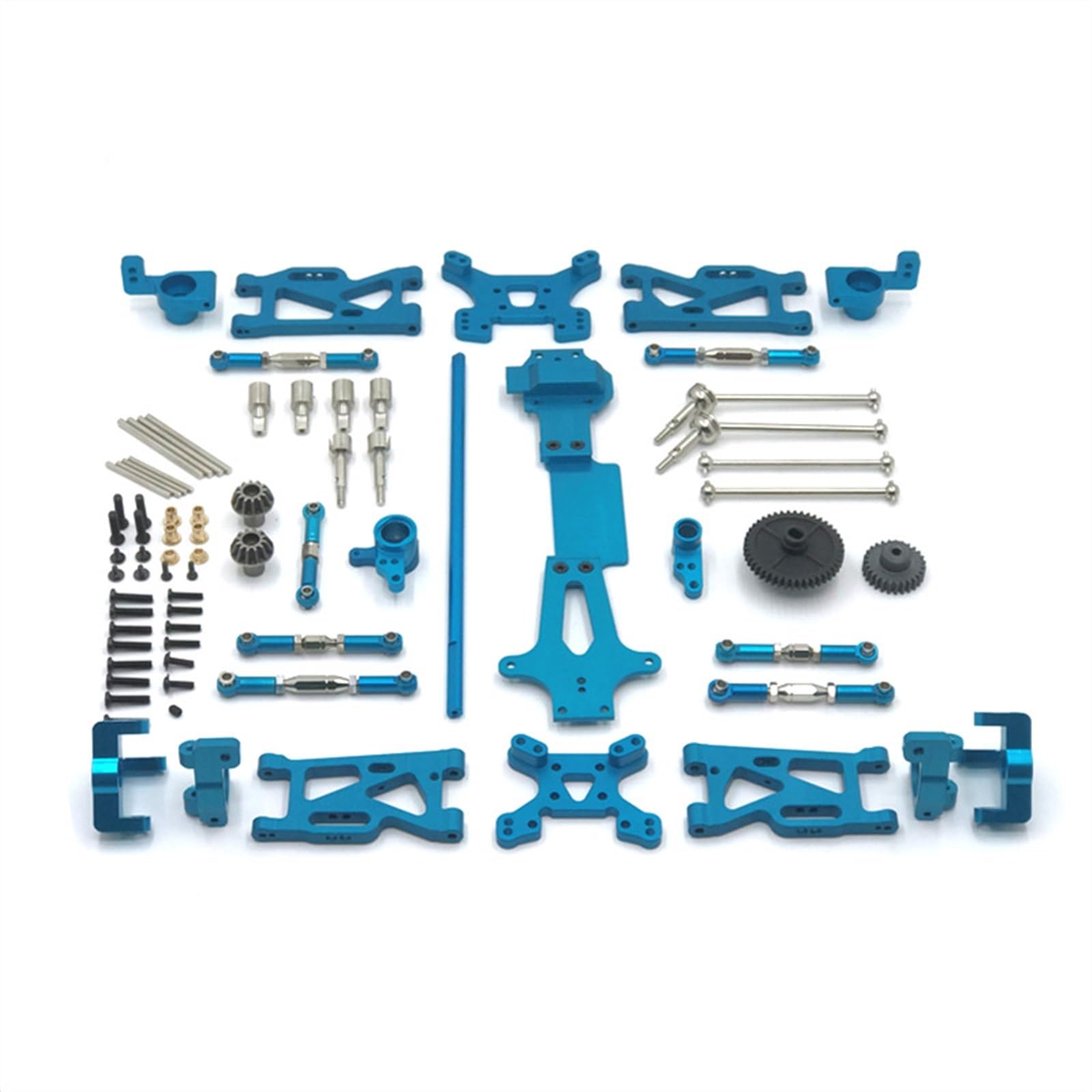 PEGGYLIN Metall-Upgrade-Schwingen-Antriebswelle, Lenkbecher, 17-teiliges Set, passend for WLtoys 1/14 144001 144010 144002 RC-Autoteile(Sky Blue) von PEGGYLIN